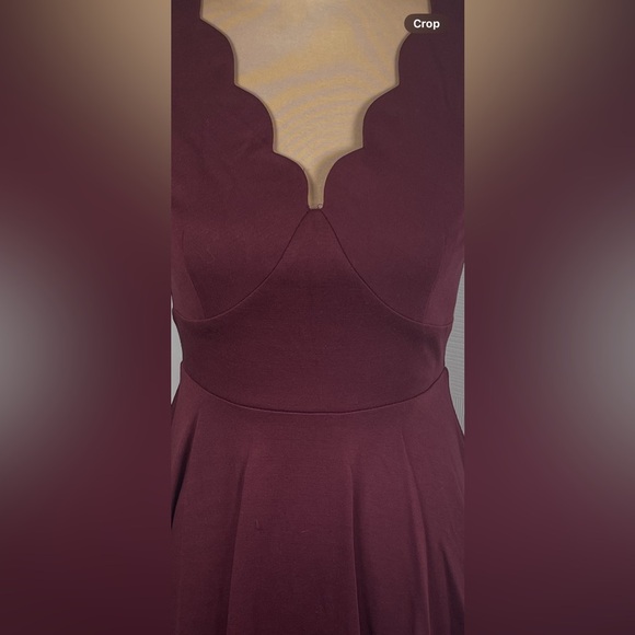 Altar'd State maroon Mini Skater Sleeveless Dress with Scallop V-Neck Small - Picture 4 of 6